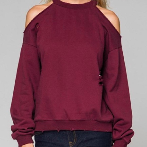 Honey Punch Tops - BLACK Honey punch distressed sweatshirt
